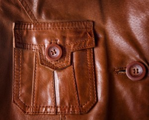 Leather jacket detail closeup